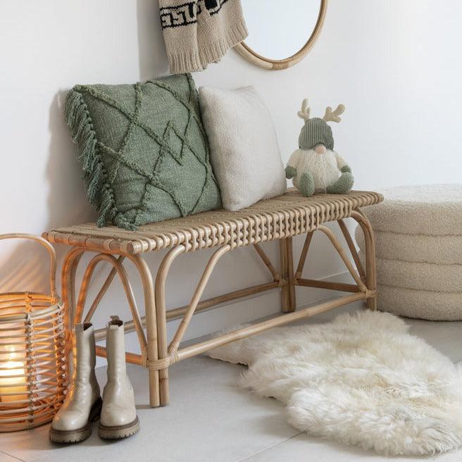 Poef Rond Teddy Polyester Wit - Poef - J-Line - livinglovely.nl