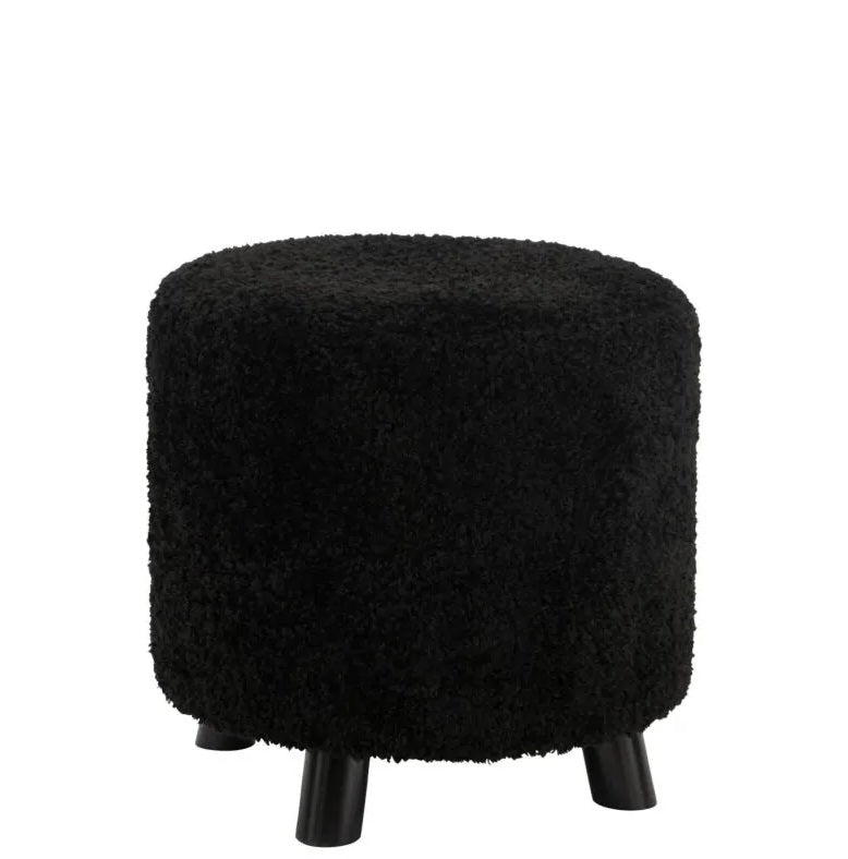 Pouf Zampa di Pecora in Poliestere Nero J-Line