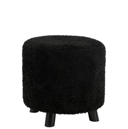 Pouf Zampa di Pecora in Poliestere Nero J-Line