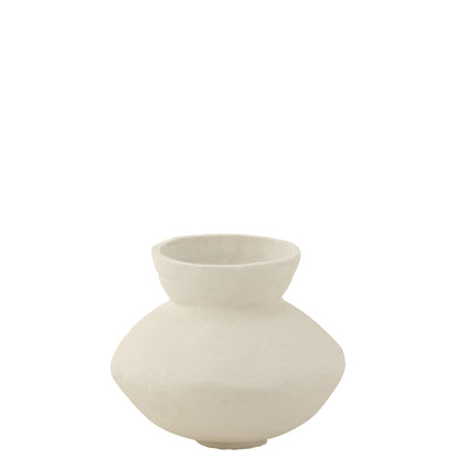 Vaso a collare in cartapesta bianco L45cmxA45cmH45cm