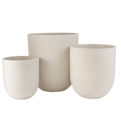 Pot Rond Keramiek Hoog Wit Set van 3 - Pot - J-Line - livinglovely.nl