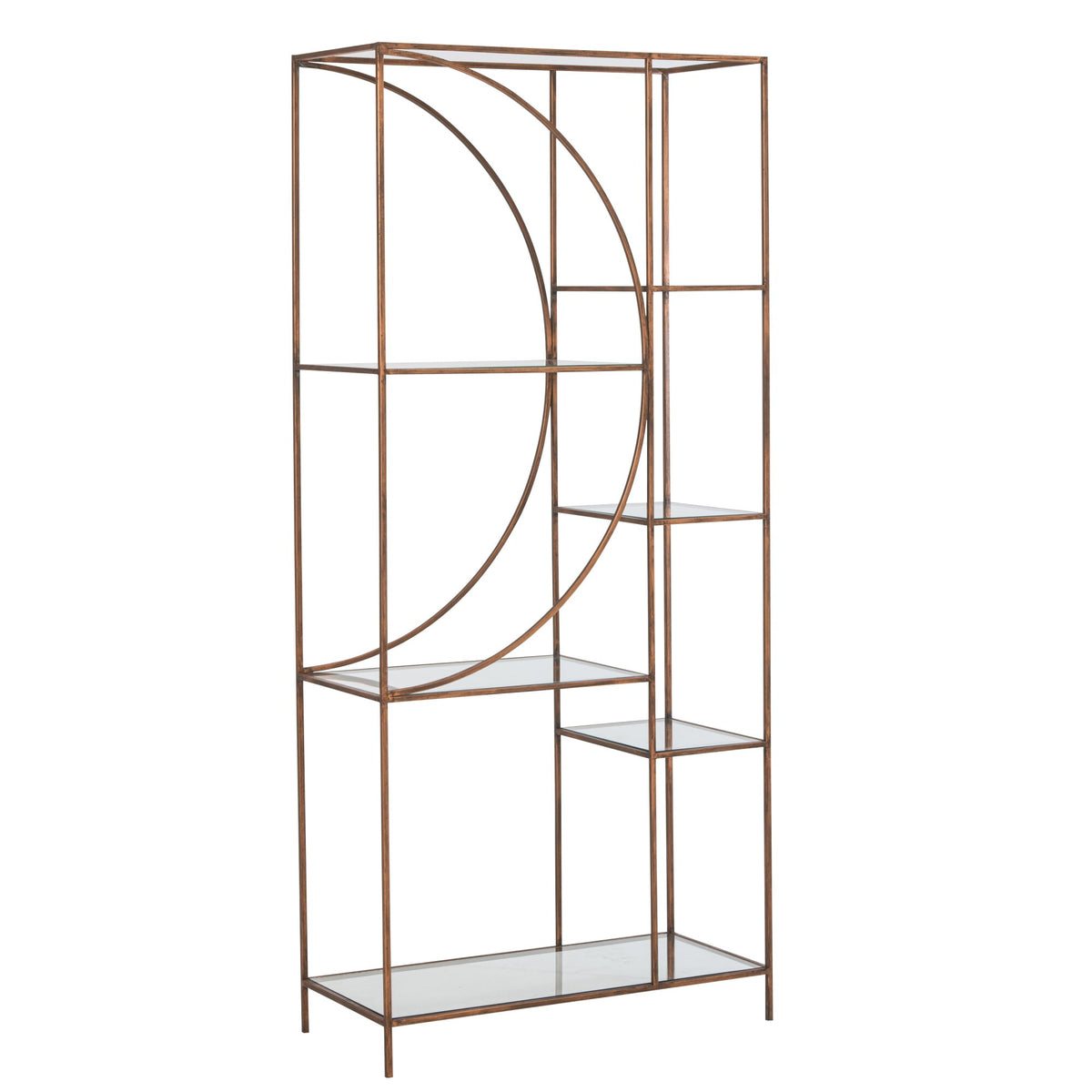 Scaffale Ferro Vetro Bronzo Linea J