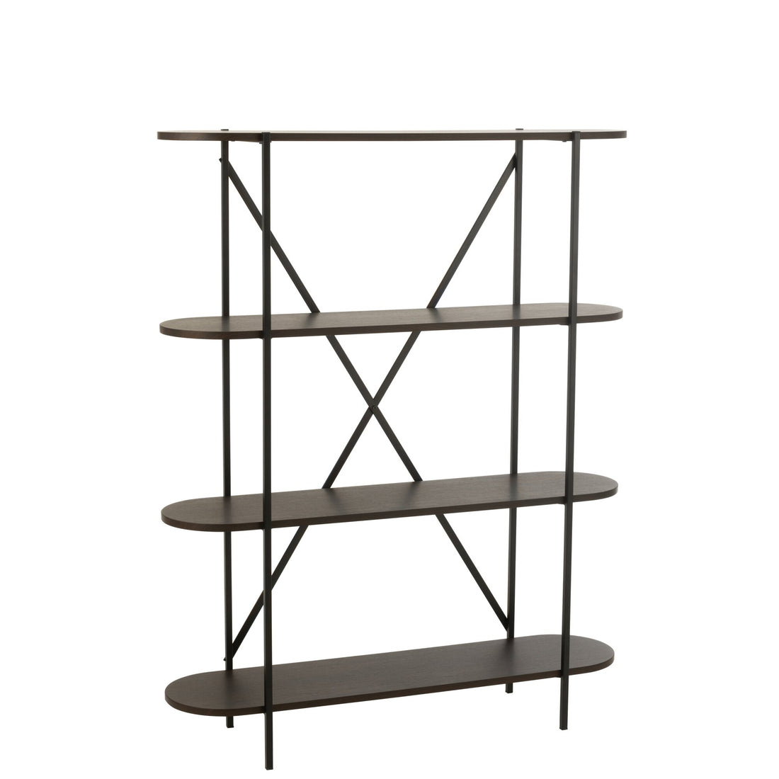 Scaffale ovale in MDF/metallo marrone scuro