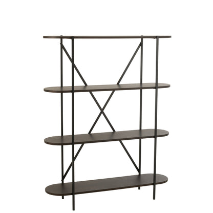 Scaffale ovale in MDF/metallo marrone scuro