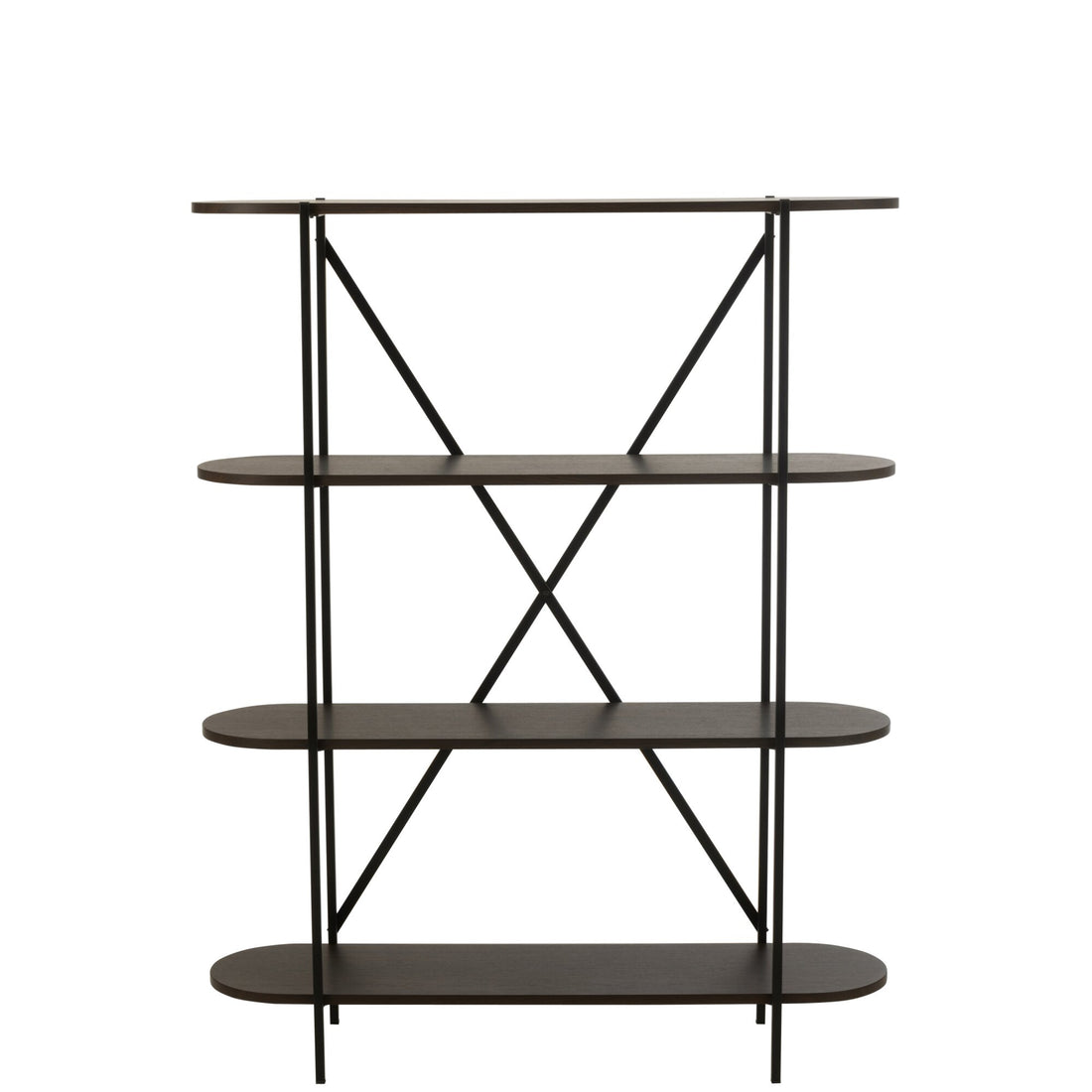 Scaffale ovale in MDF/metallo marrone scuro