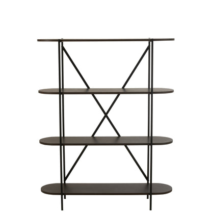 Scaffale ovale in MDF/metallo marrone scuro