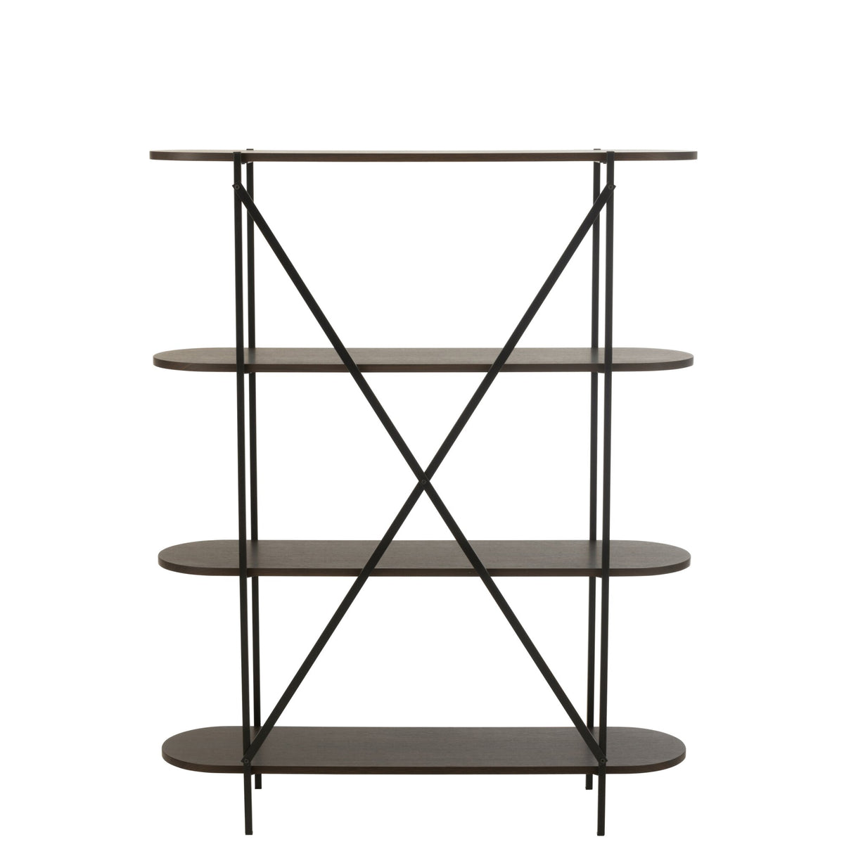 Scaffale ovale in MDF/metallo marrone scuro