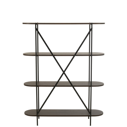 Scaffale ovale in MDF/metallo marrone scuro