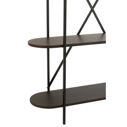 Scaffale ovale in MDF/metallo marrone scuro