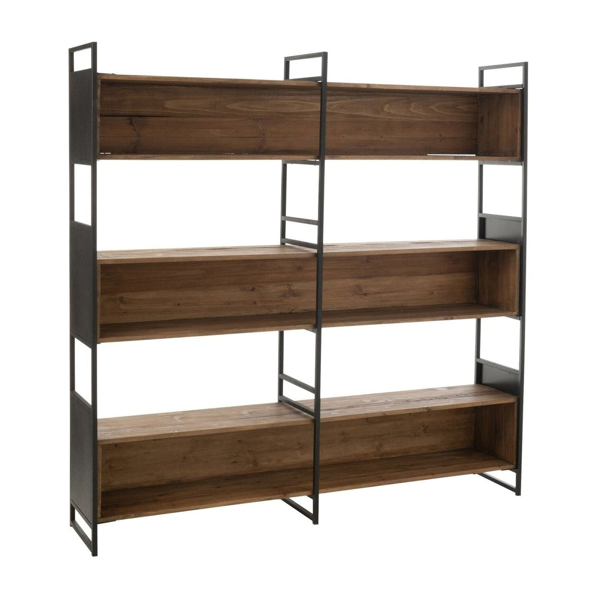 Scaffale Rustico in Legno Riciclato Nero/Naturale Large J-Line
