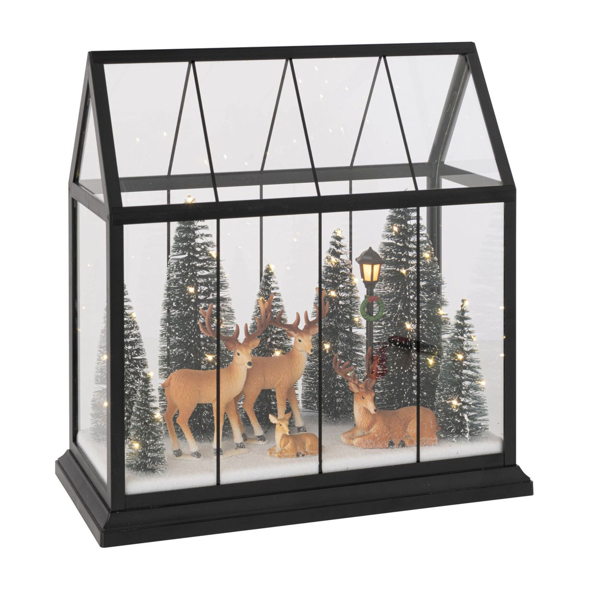 Renna in pelle con alberi, vetro multicolore, grande, linea J