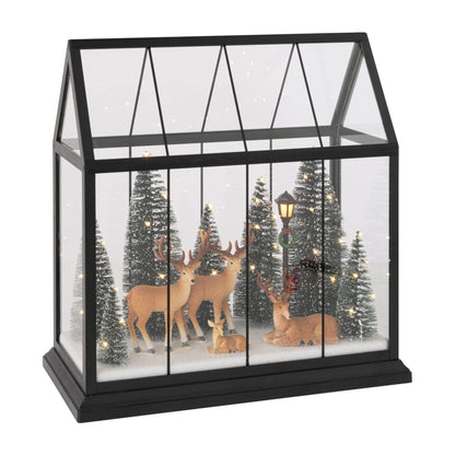 Renna in pelle con alberi, vetro multicolore, grande, linea J