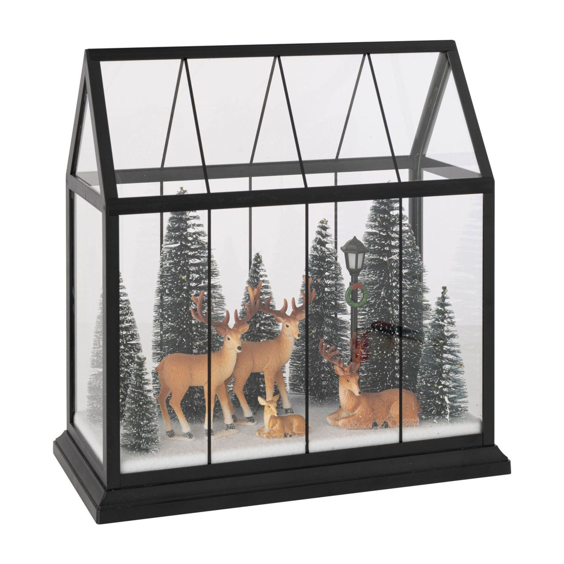 Renna in pelle con alberi, vetro multicolore, grande, linea J