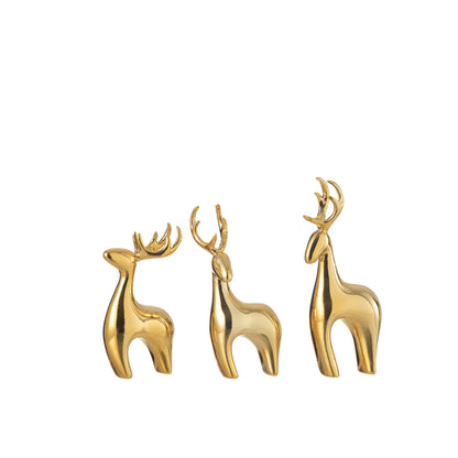 Set di 3 renne in resina galvanizzata oro J-Line