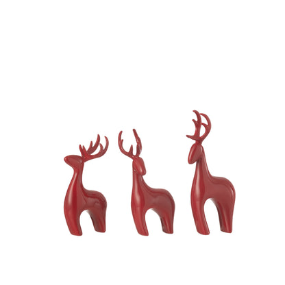 Set di 3 renne in resina galvanizzata rossa J-Line