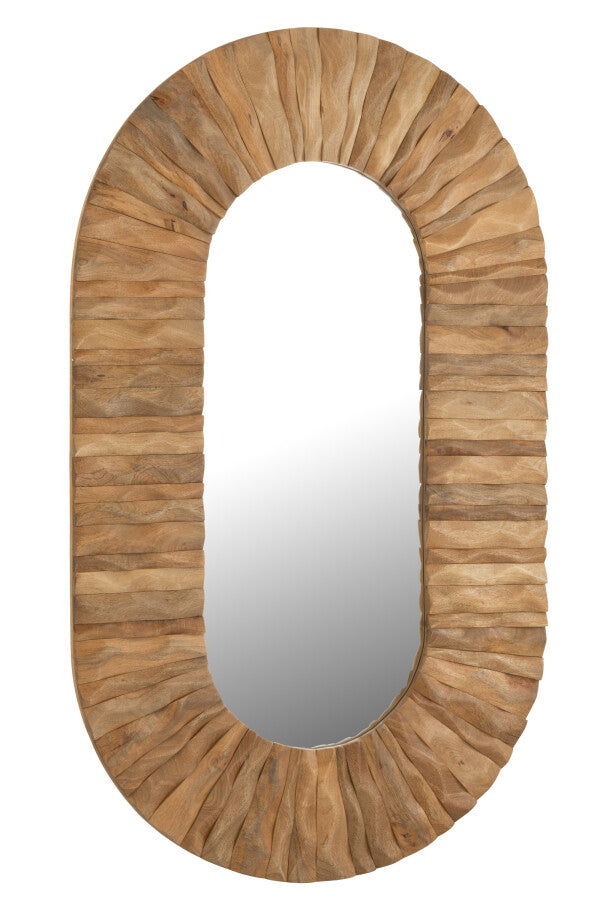 Specchio da parete Curve Ovale Legno Naturale 152x6x92cm J-Line