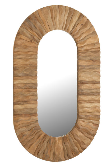 Specchio da parete Curve Ovale Legno Naturale 152x6x92cm J-Line