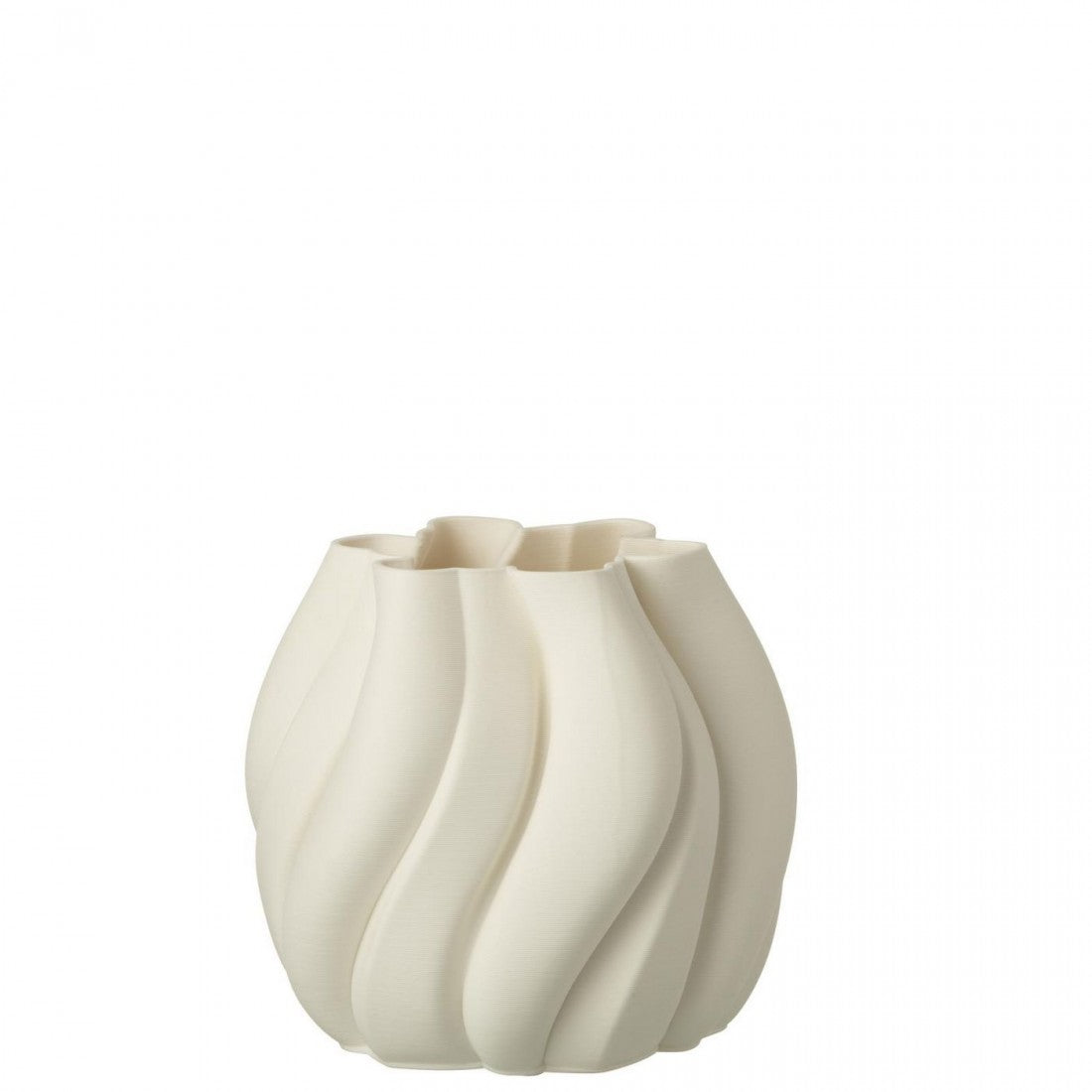 Vaso stampato in 3D irregolare in gres bianco J-Line