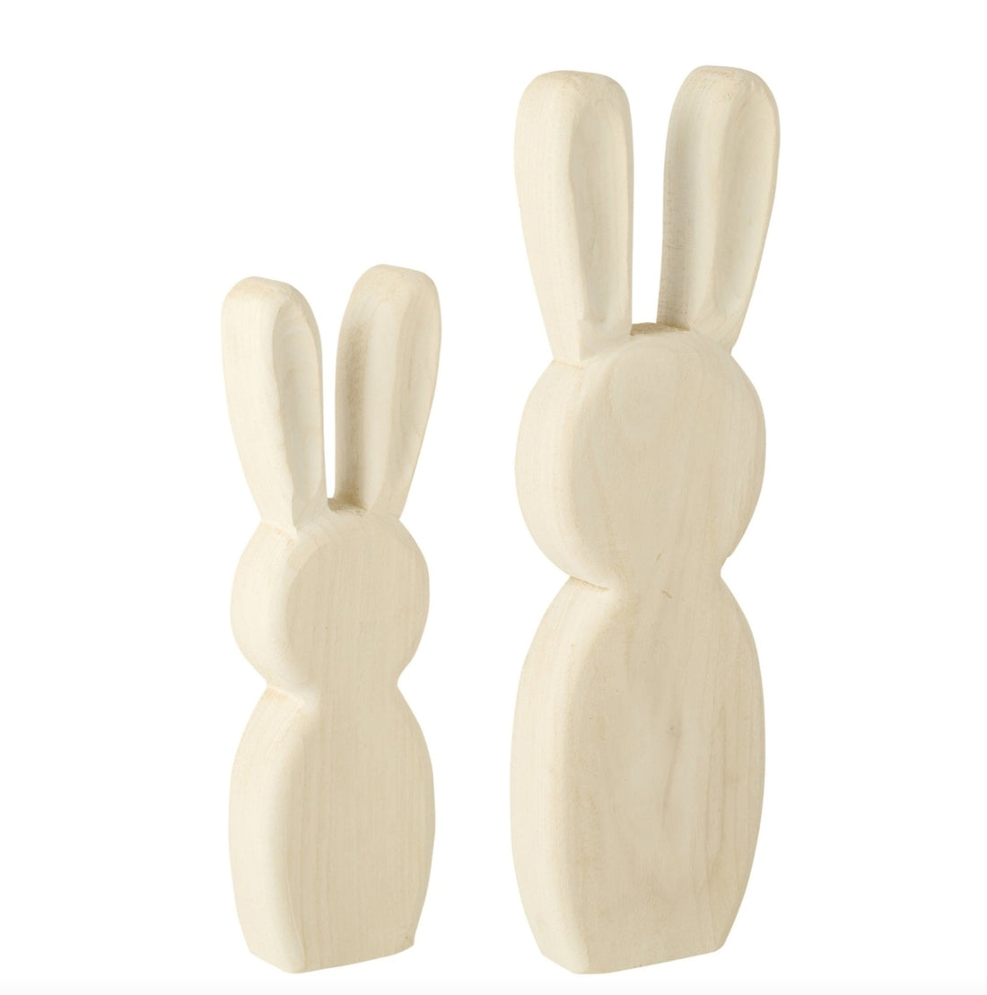 Set di 2 conigli in piedi in legno di paulownia bianco J-Line