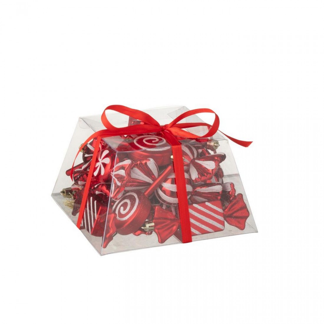 Scatola da 25 Ciondoli Dolci in Plastica Rosso Natale J-Line
