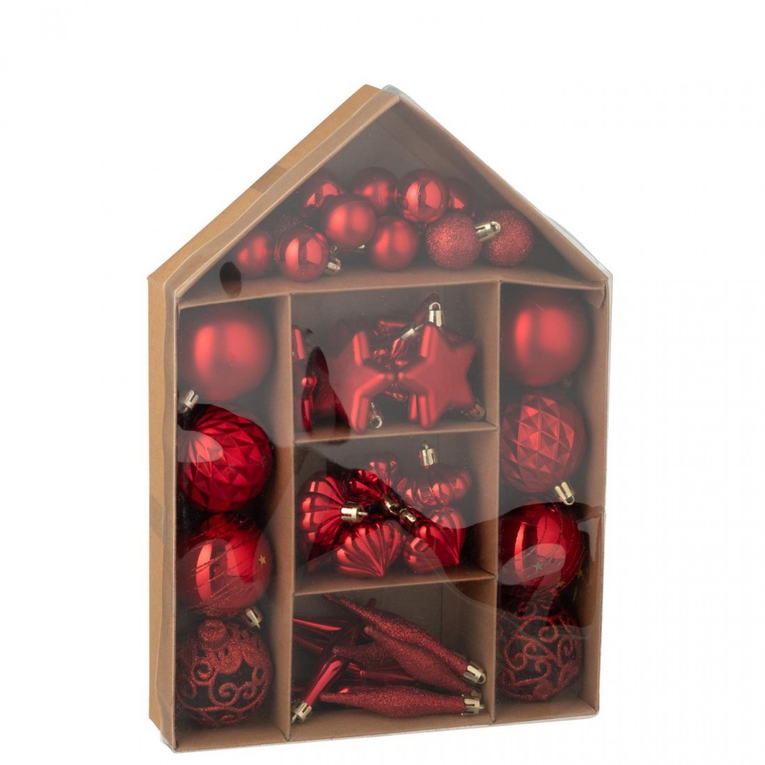 Scatola Da 50 Palline Di Natale In Plastica Rosso Natale J-Line