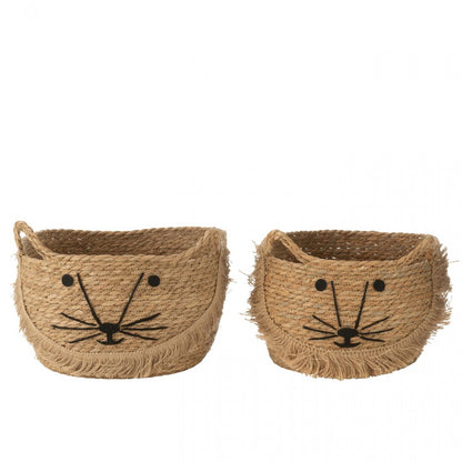 Set di 2 cesti Kitty Riet Naturale/Nero J-Line