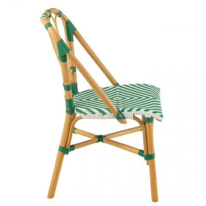 Sedia in rattan verde scuro/bianca J-Line