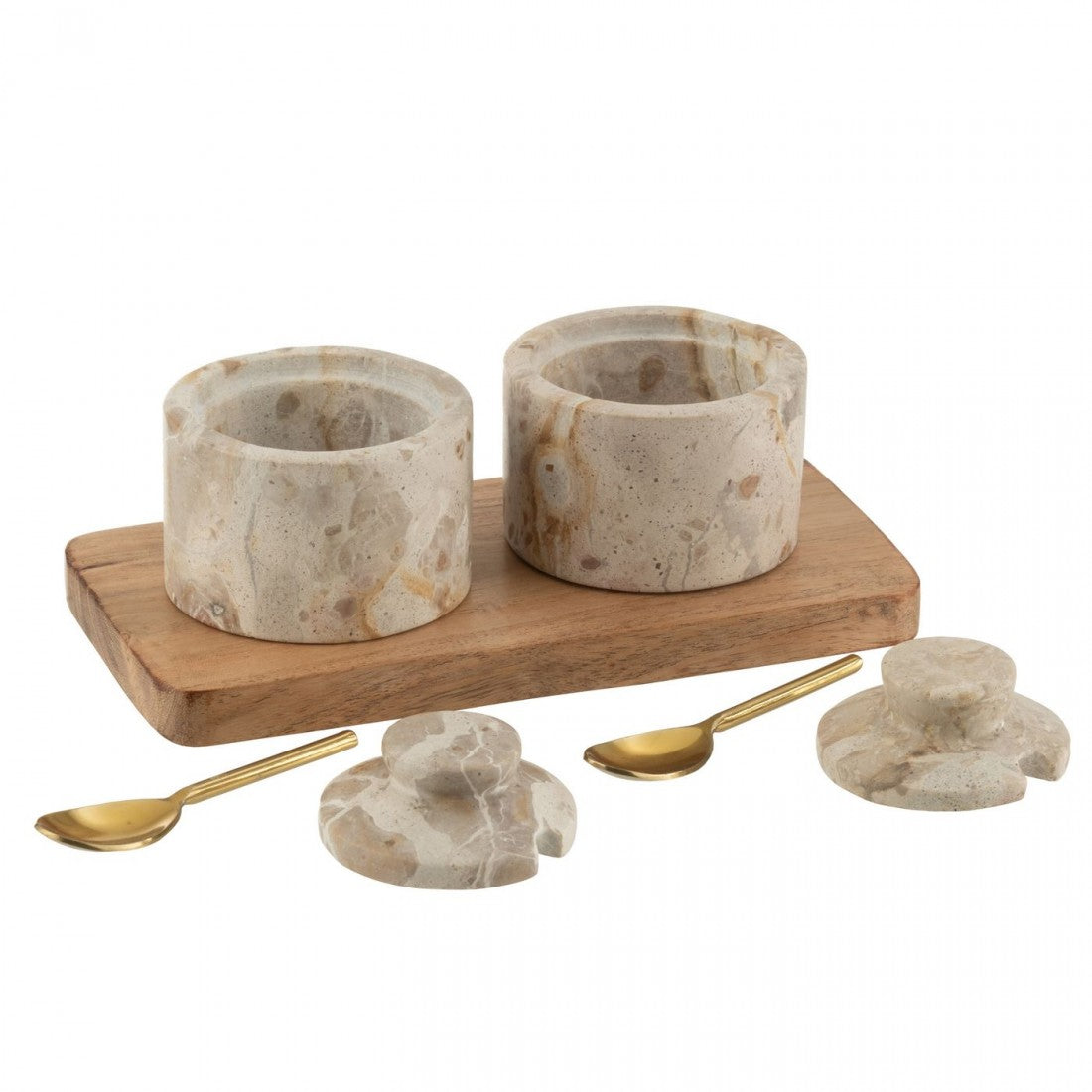 Set di spezie in marmo naturale/beige J-Line