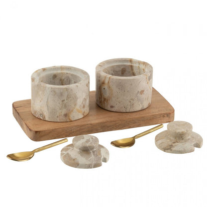 Set di spezie in marmo naturale/beige J-Line