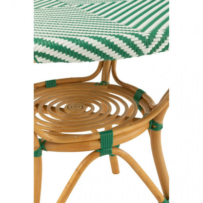 Tavolo da pranzo in rattan verde scuro/bianco J-Line