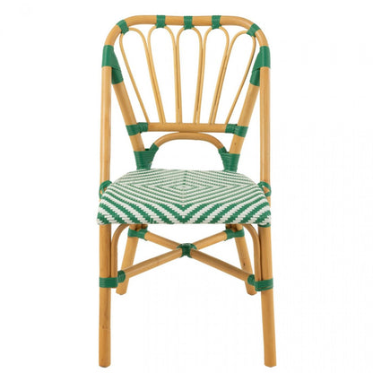 Sedia in rattan verde scuro/bianca J-Line