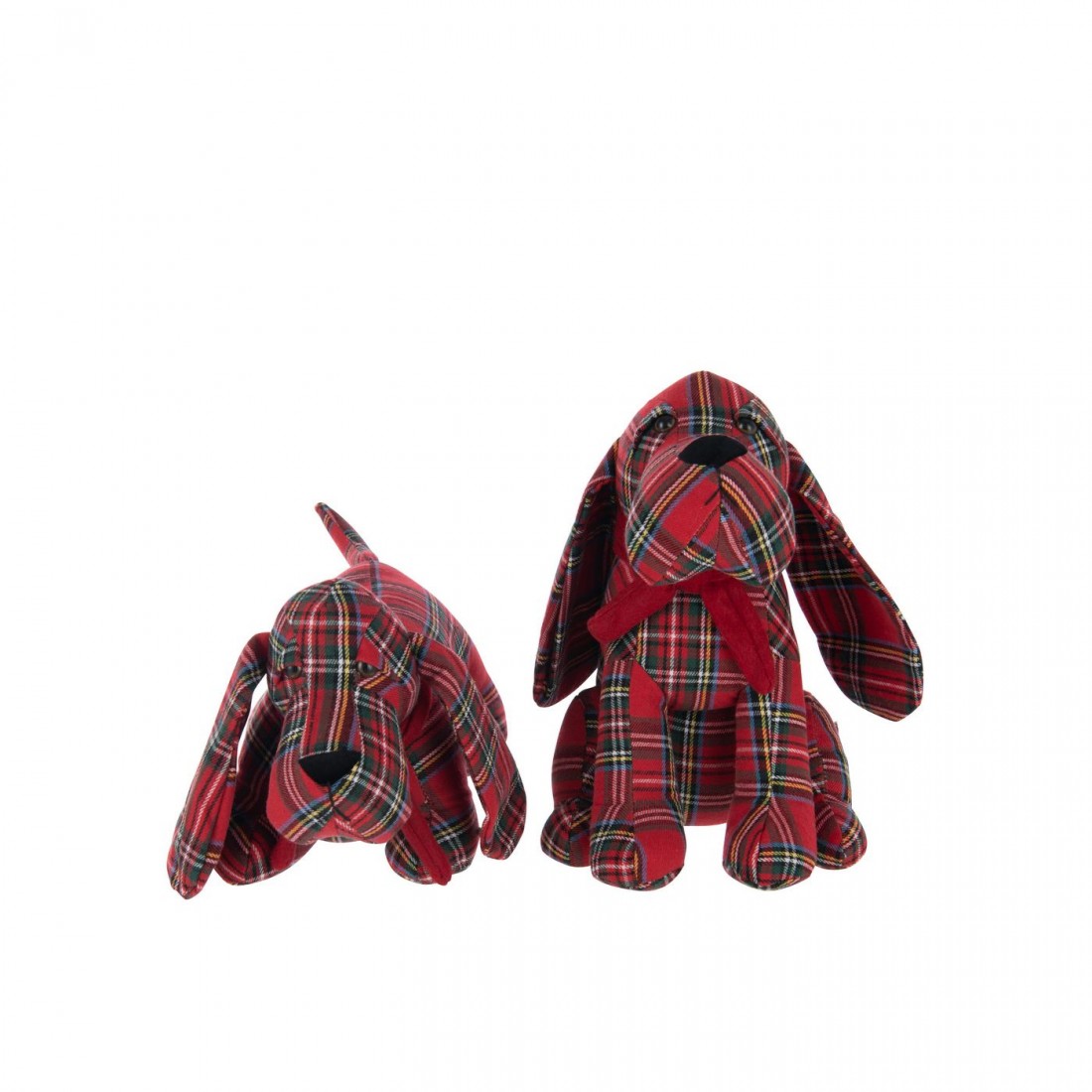 Tappabuchi per cani in poliestere a quadri rosso natalizio/verde scuro, set da 2 J-Line