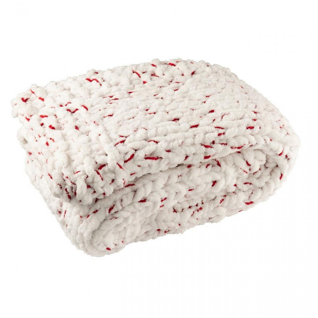 Coperta in maglia di poliestere bianco/rosso natalizio J-Line