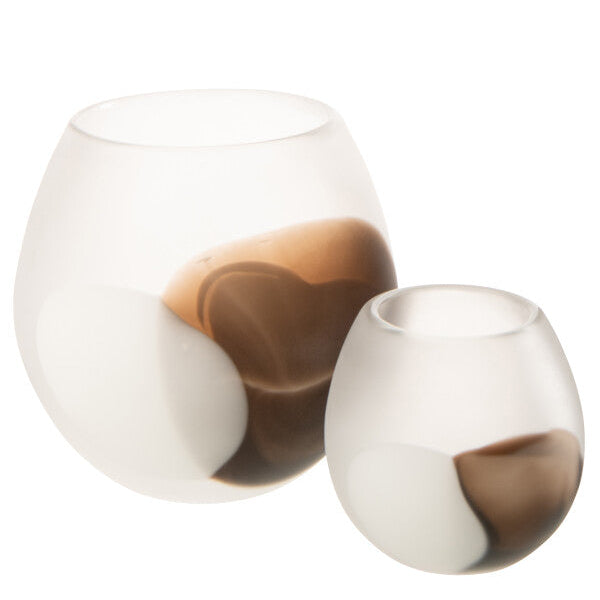 Lanterne a vento Globo Vetro Bianco/Marrone Piccola J-Line