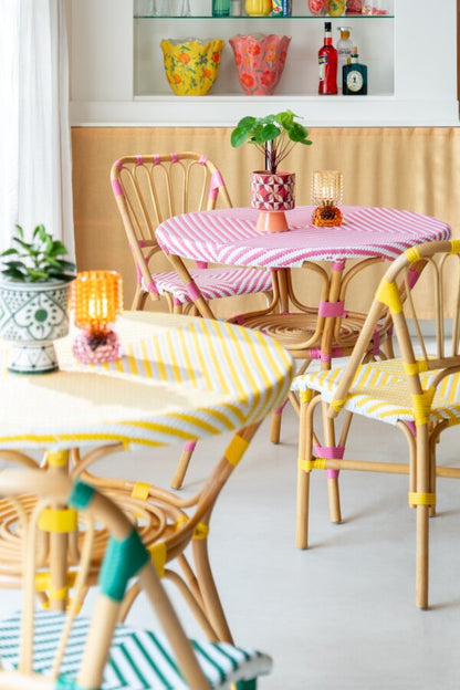 Tavolo da pranzo in rattan rosa/bianco J-Line