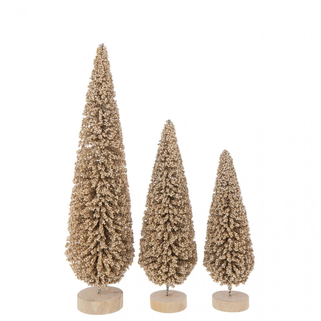 Set di 3 cappellini a forma di albero di Natale color champagne J-Line