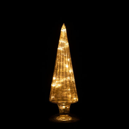 Albero di Natale in vetro girevole a LED color oro, set da 2, J-Line