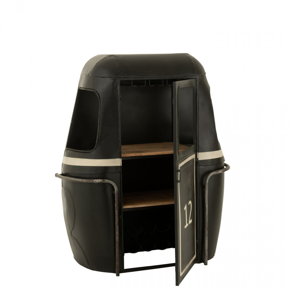 Mobile bar Cable Wagon Ferro/Legno di mango Nero/Bianco J-Line