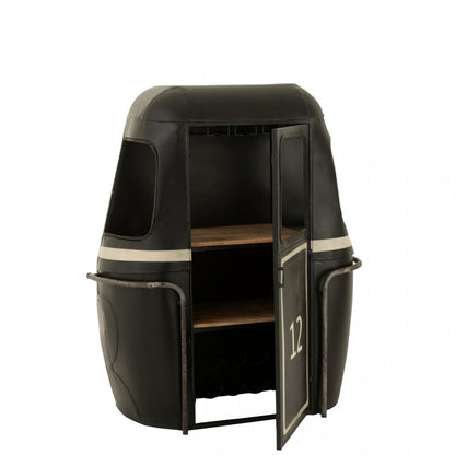 Mobile bar Cable Wagon Ferro/Legno di mango Nero/Bianco J-Line