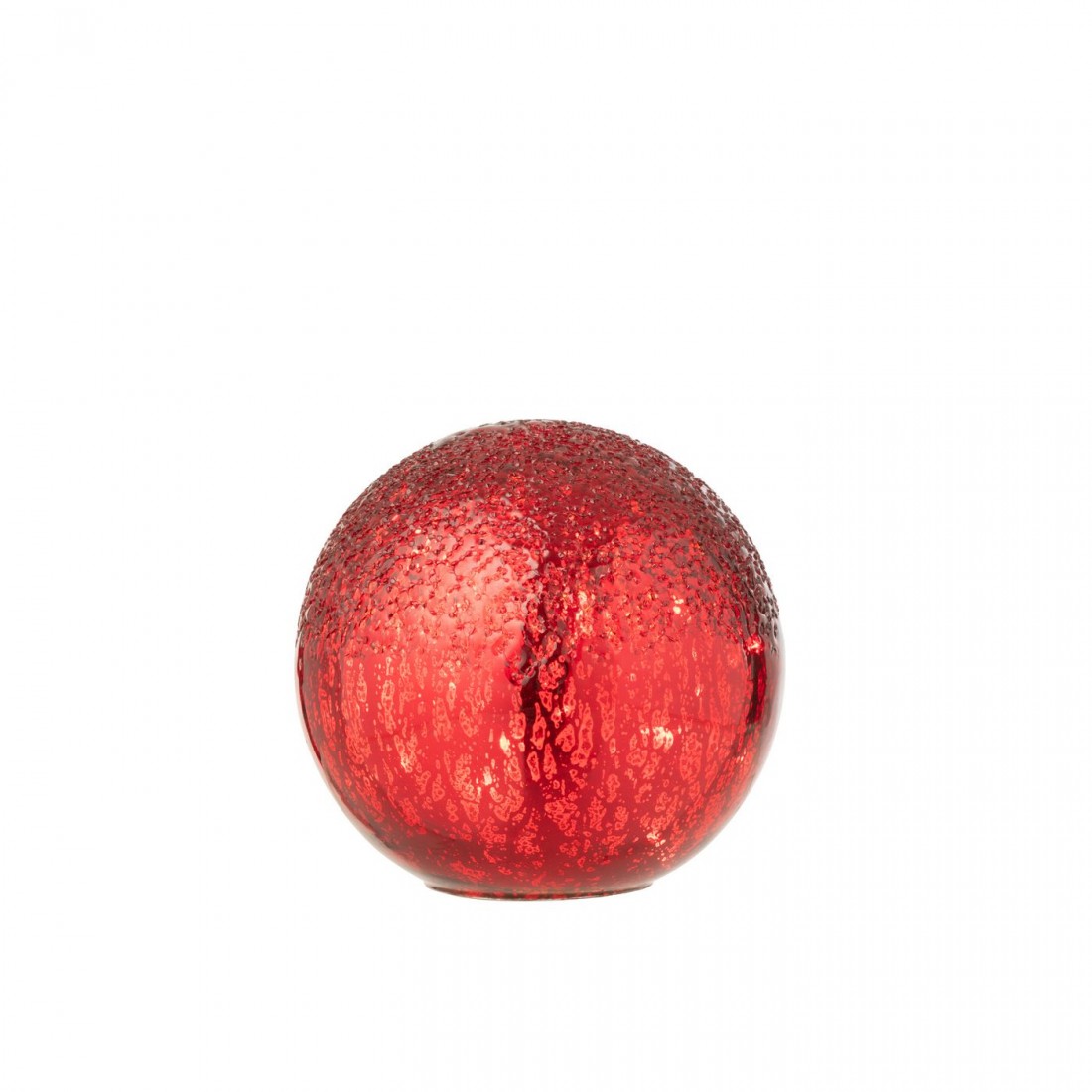 Sfera LED in vetro craquelé rosso natalizio, set da 2 J-Line