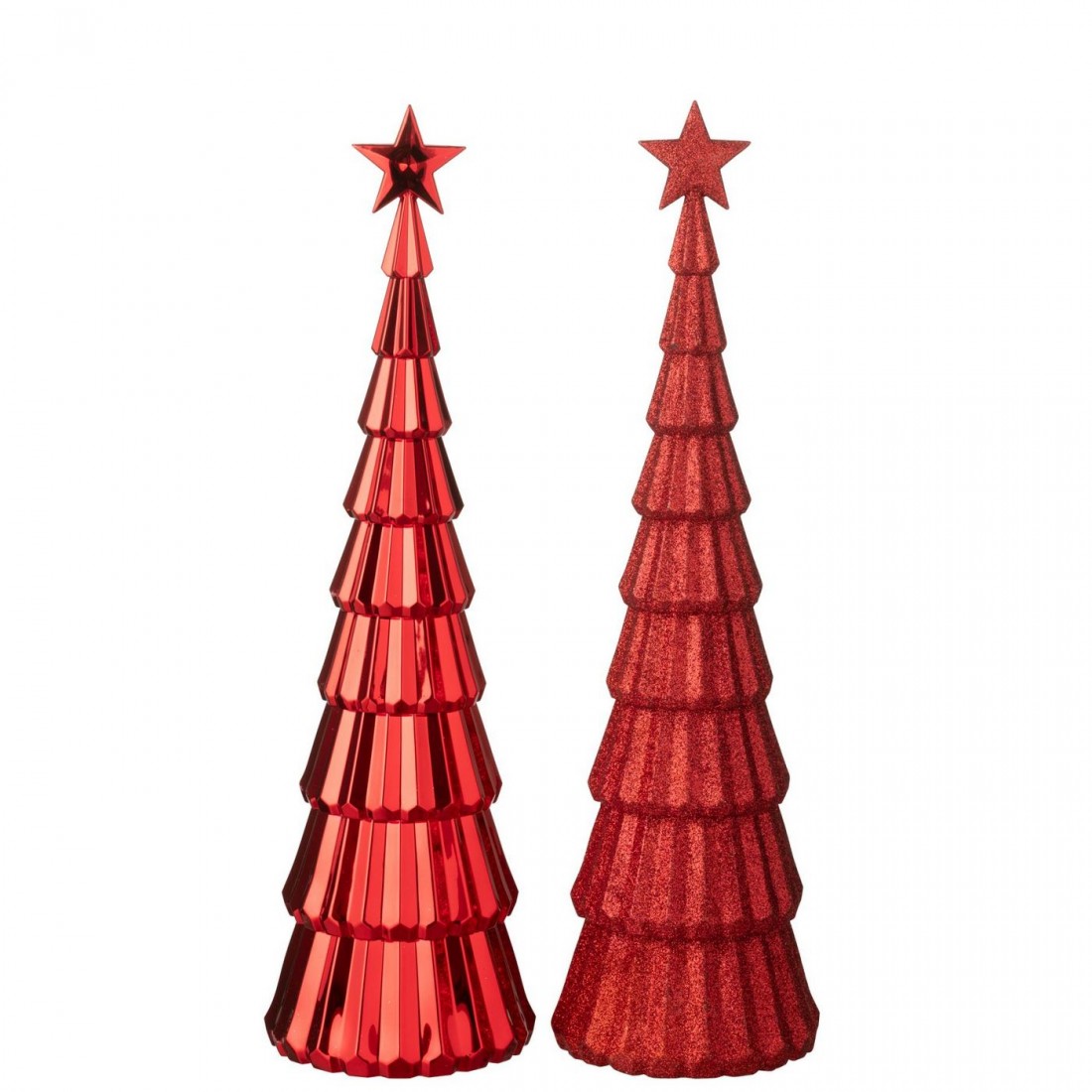 Albero + Stella in plastica rosso natalizio Set di 2 J-Line