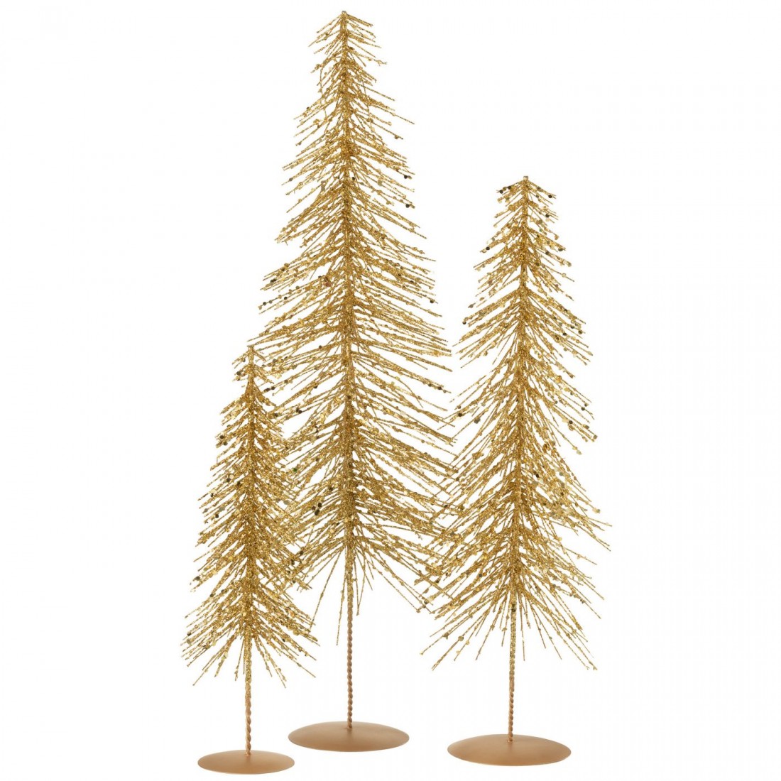 Albero di Natale Glitterato in Plastica Color Oro Set di 3 j-Line