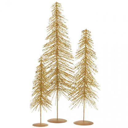 Albero di Natale Glitterato in Plastica Color Oro Set di 3 j-Line