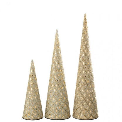 Set di 3 coni in ferro/perline bianche/color oro J-Line