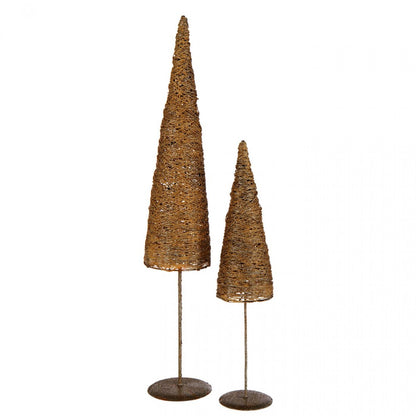 Albero di Natale su Piedistallo Metallo/Carta Color Oro Set da 2 J-Line