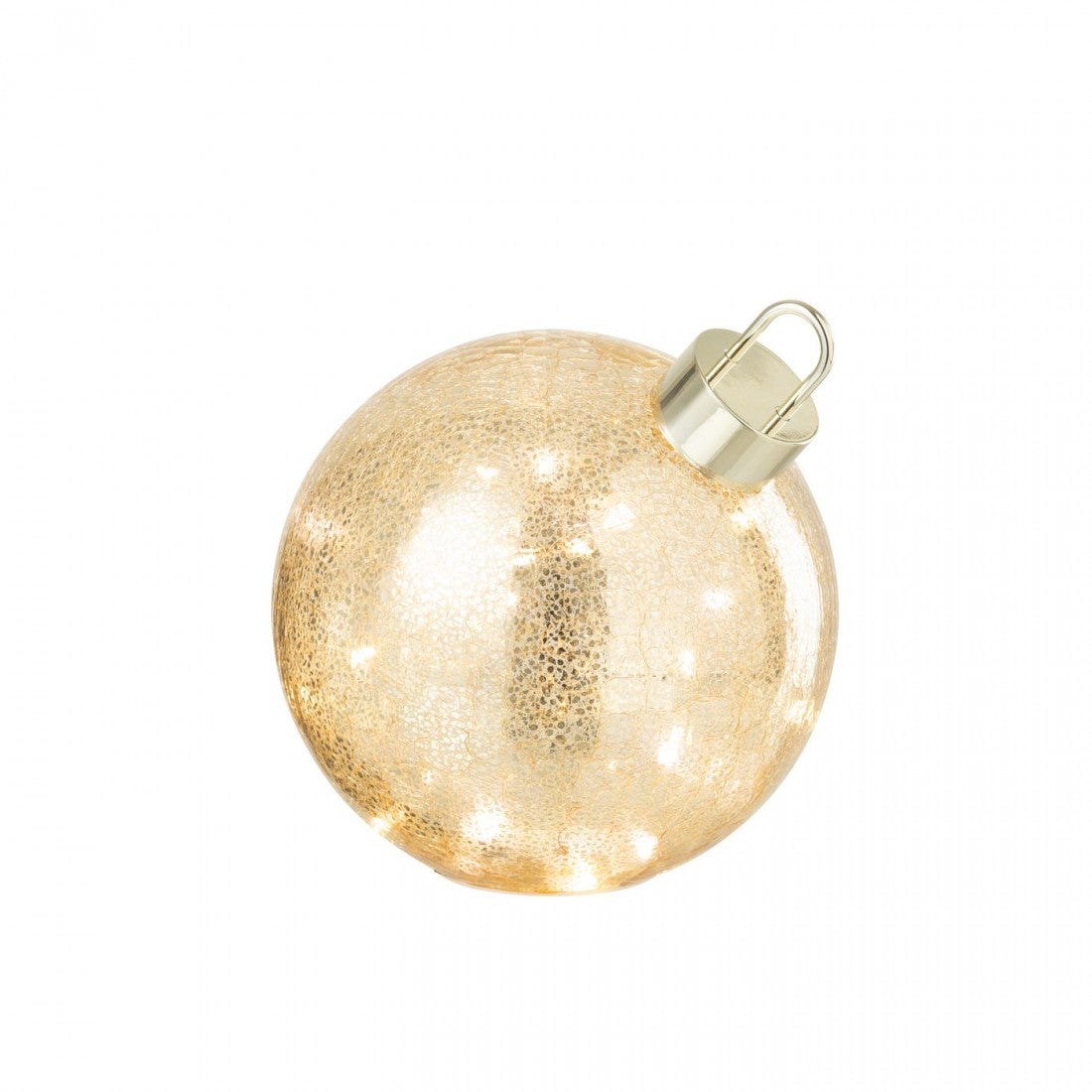Palla di Natale in vetro con LED color oro media J-Line