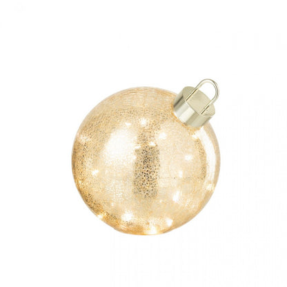 Palla di Natale in vetro con LED color oro media J-Line