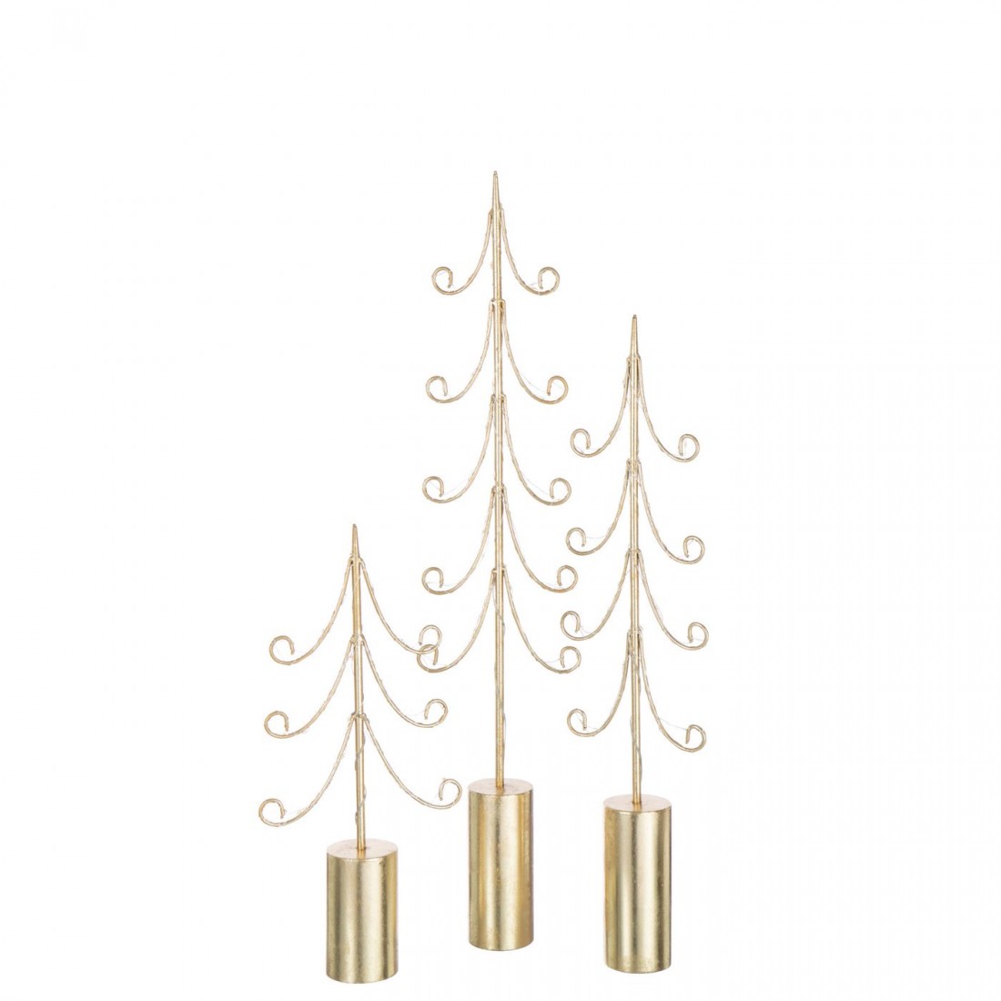 Lampada a piantana cilindrica in ferro color oro con LED, set da 3, J-Line