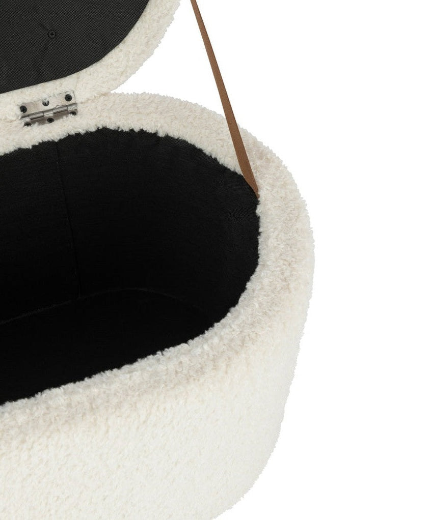 Pouf Contenitore Teddy Poliestere Bianco J-Line