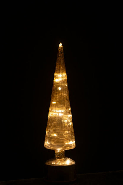 Albero di Natale in vetro girevole a LED color oro, set da 2, J-Line